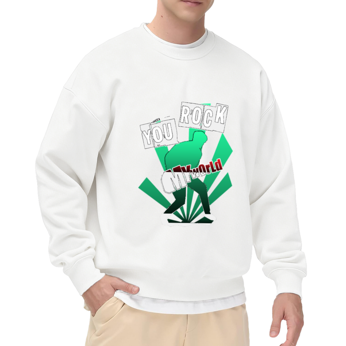 You Rock My World Sweatshirt | Retro Hip Hop Dancer Silhouette Graphic Crewneck, Pop Art Streetwear Pullover Top, Music Lover Gift