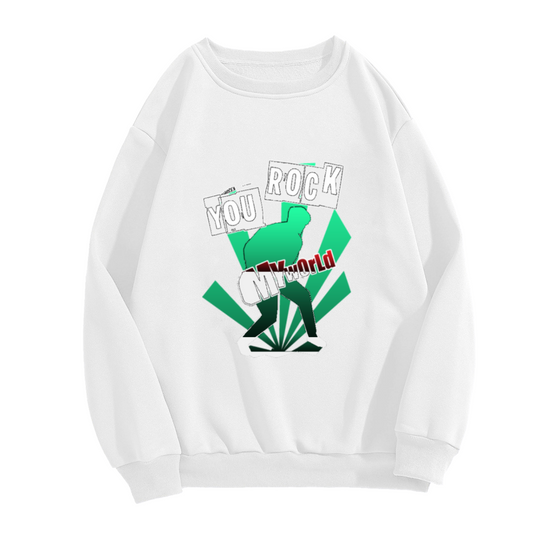 You Rock My World Sweatshirt | Retro Hip Hop Dancer Silhouette Graphic Crewneck, Pop Art Streetwear Pullover Top, Music Lover Gift