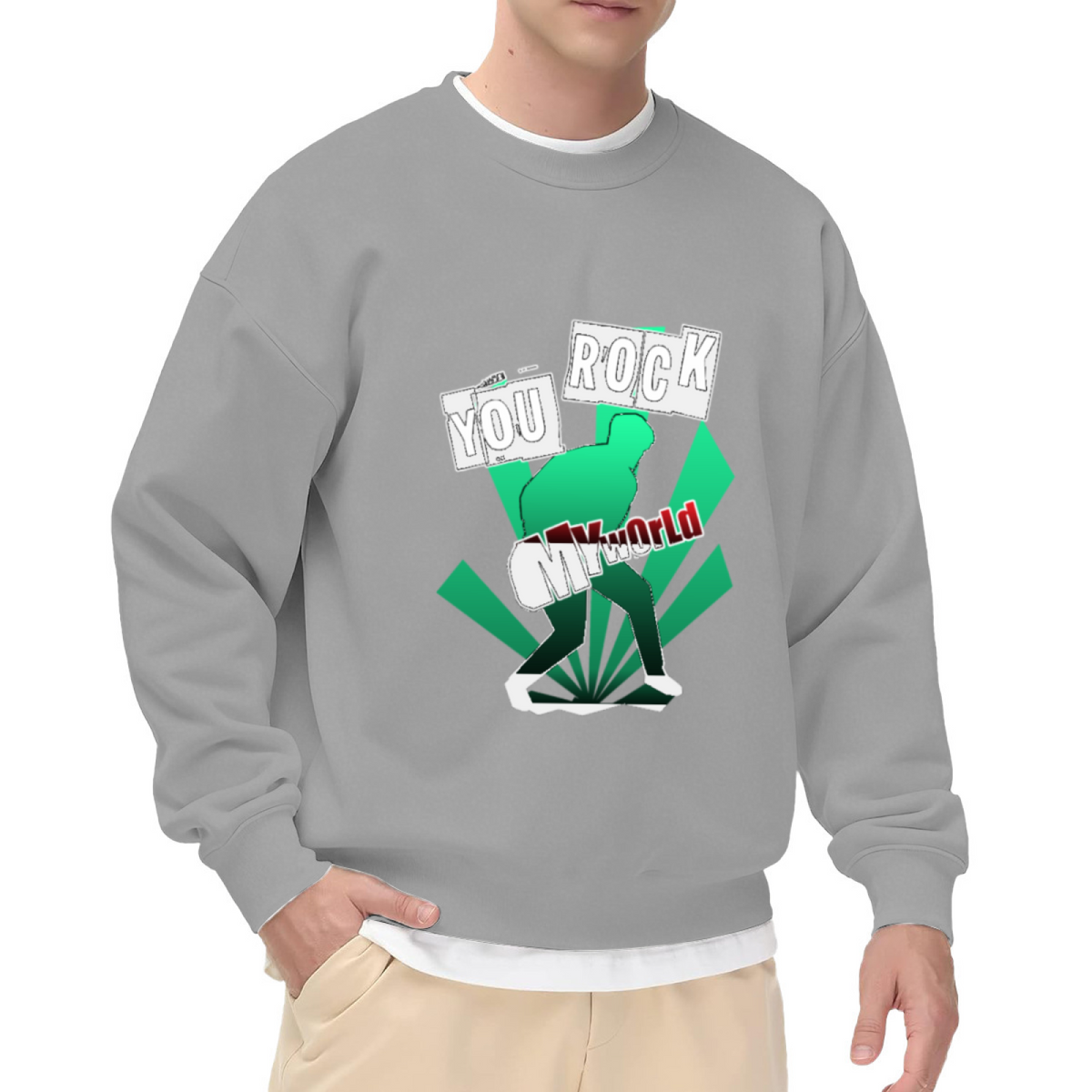 You Rock My World Sweatshirt | Retro Hip Hop Dancer Silhouette Graphic Crewneck, Pop Art Streetwear Pullover Top, Music Lover Gift