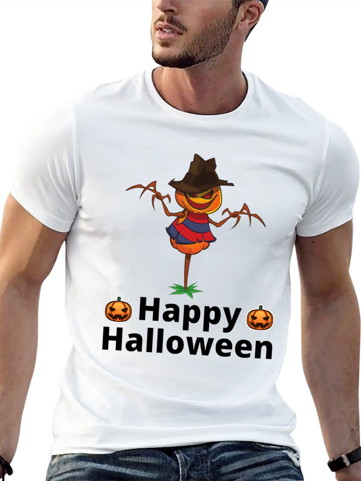 Happy Halloween Scarecrow Graphic T-Shirt
