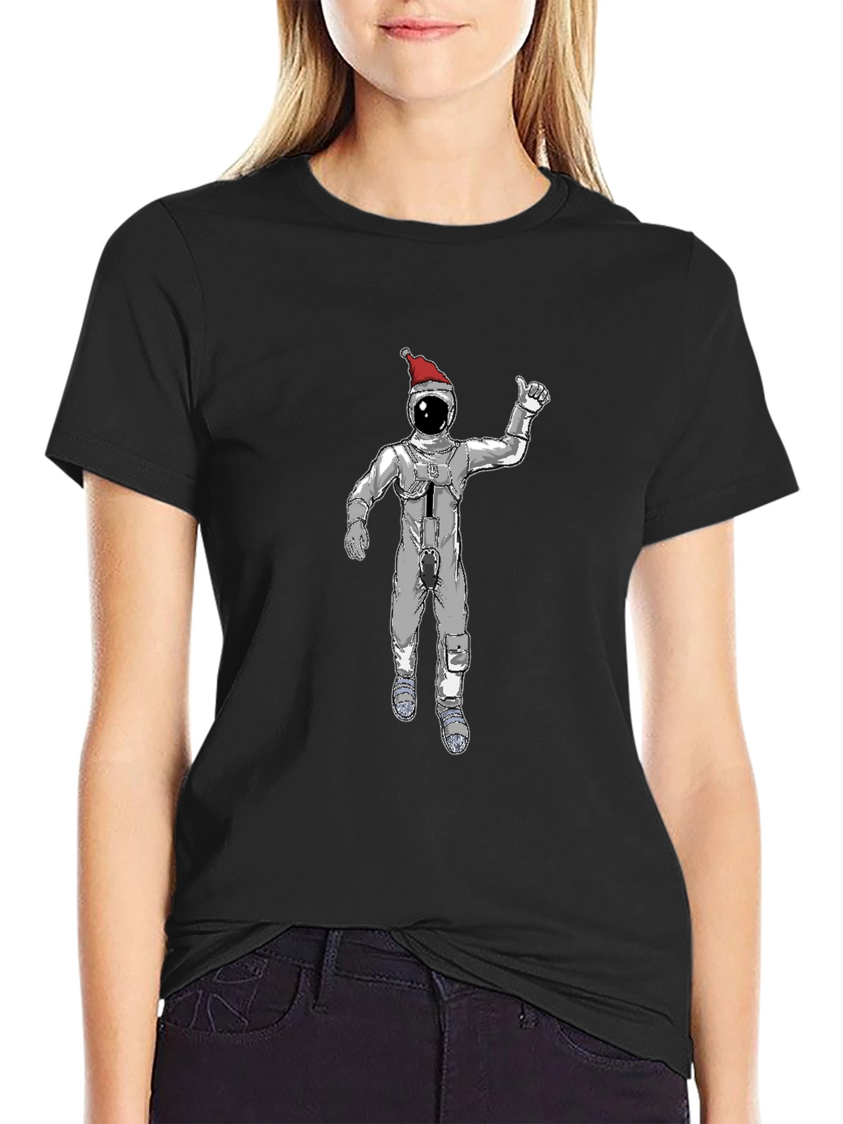 Christmas Spaceman Graphic Tee - Black