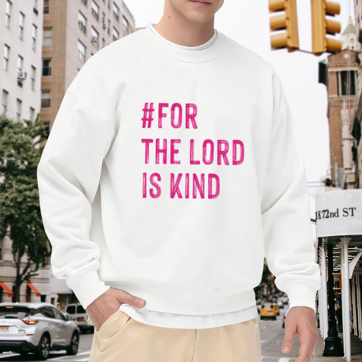 For The Lord Is Kind Christian Faith Crewneck Sweatshirt | Religious Scripture Quote Pullover, Inspirational Christian Gift Top