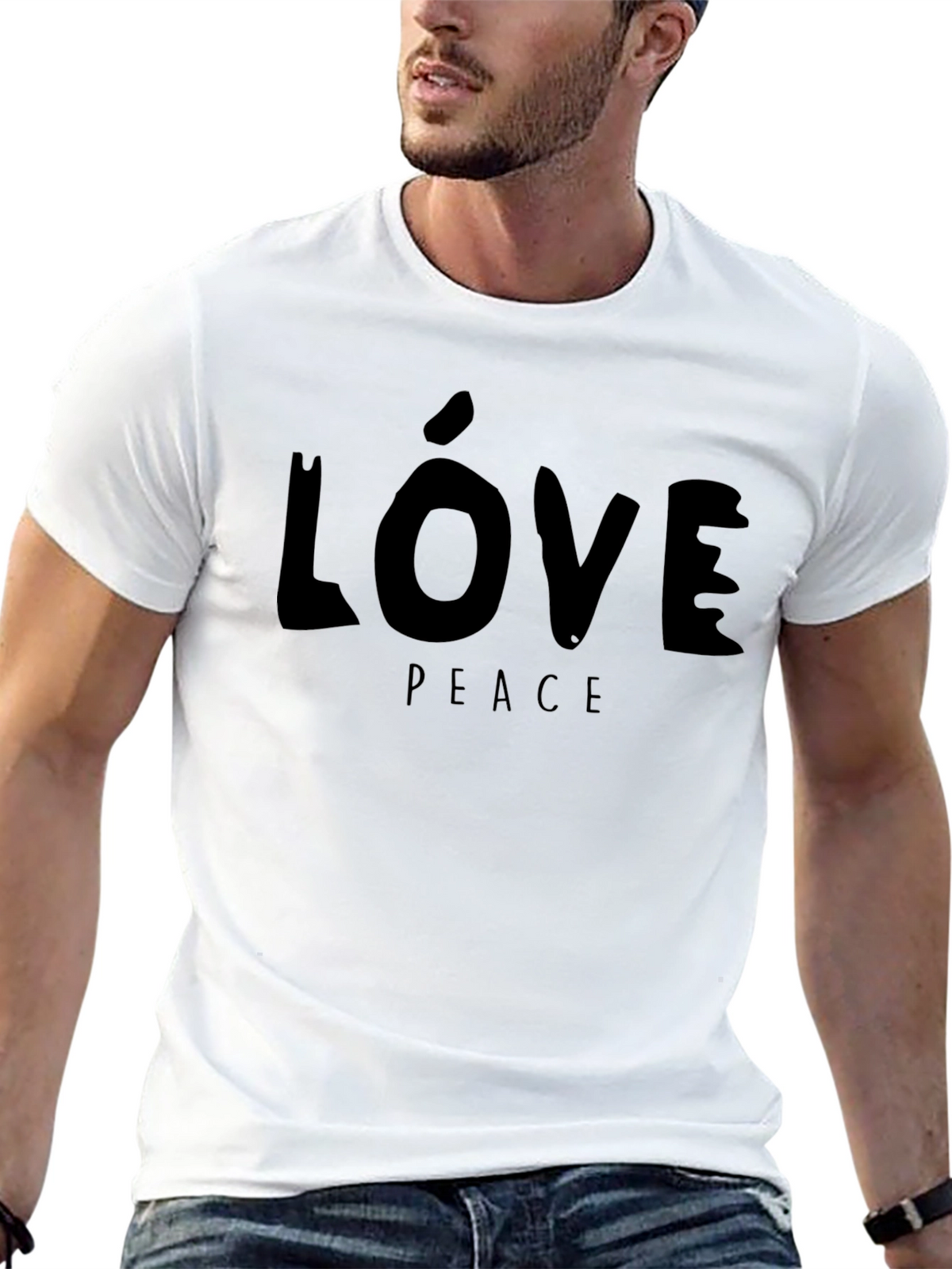 Love & Peace Graphic Black T-Shirt