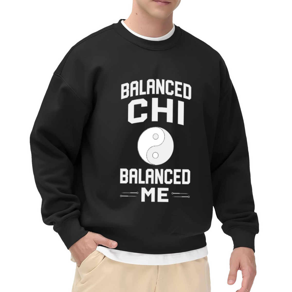 Balanced Chi Balanced Me Yin Yang Crewneck Sweatshirt, Tai Chi Symbol Pullover, Mindfulness Meditation Gift