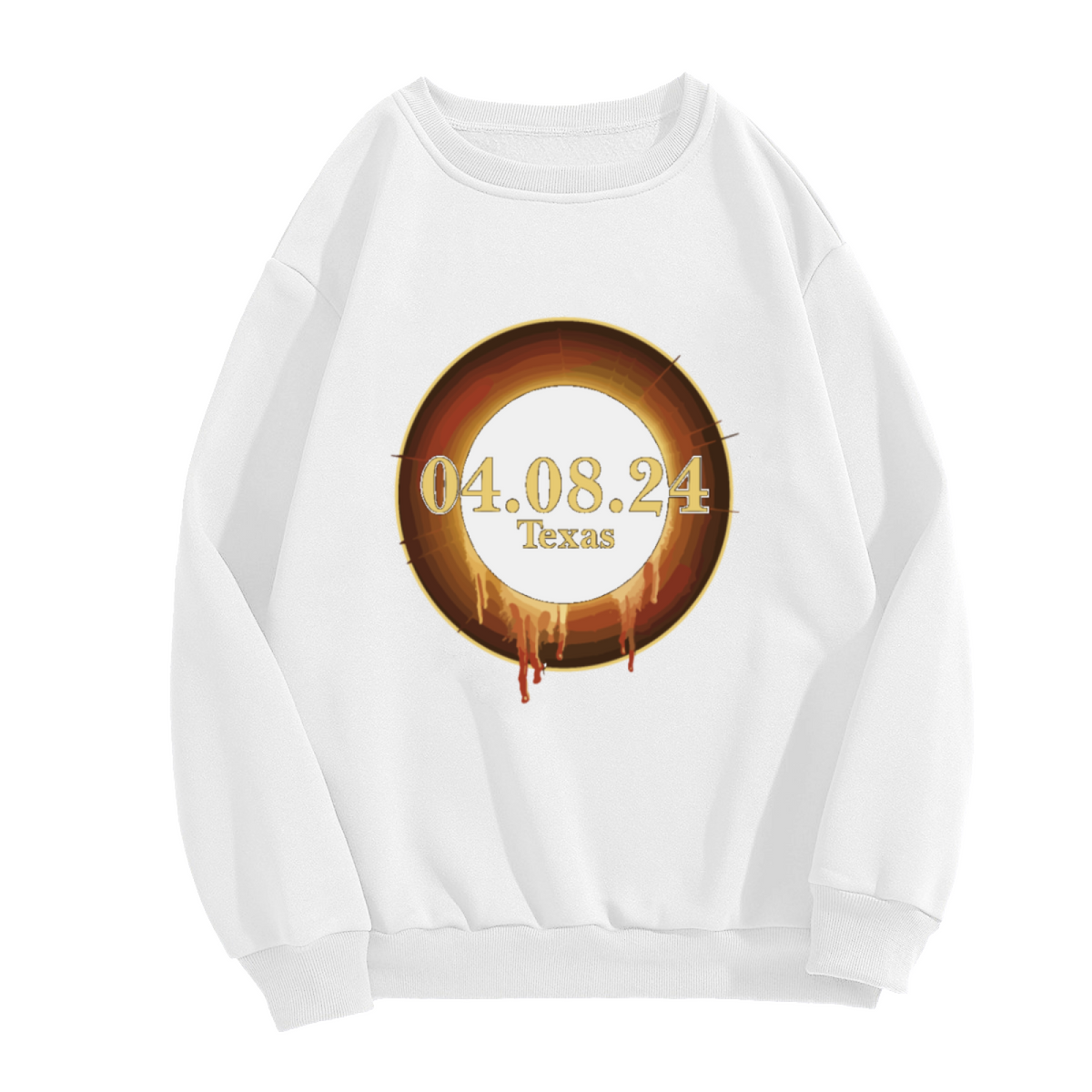 04.08.24 Texas Solar Eclipse Drip Ring Crewneck Sweatshirt | 2024 Total Eclipse Souvenir Pullover, Celestial Event Gift