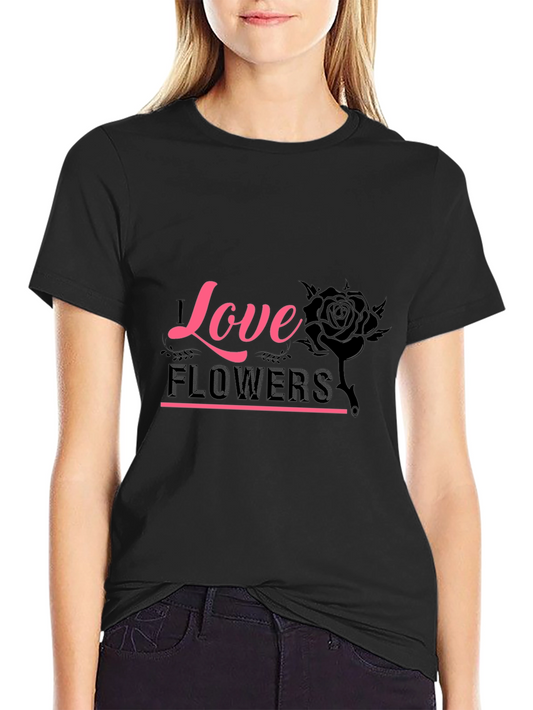 Love Flowers Graphic Tee - Black