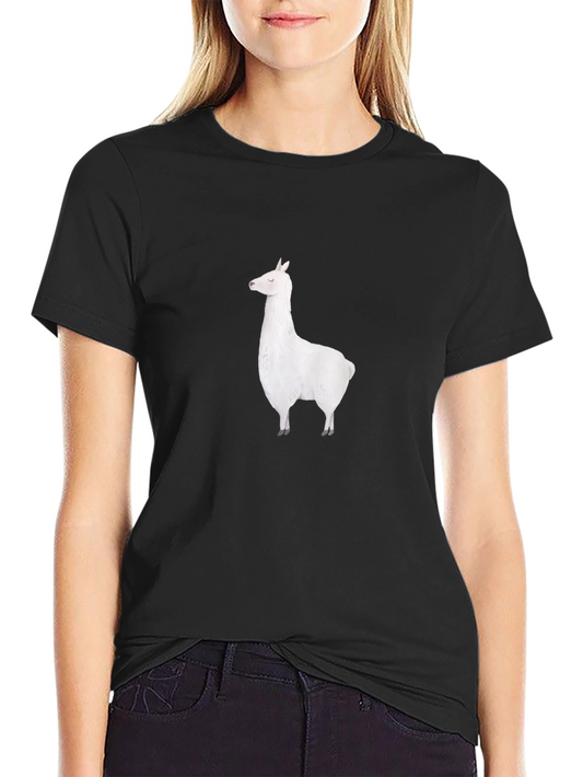 Llama Graphic Tee - Black Cotton T-Shirt