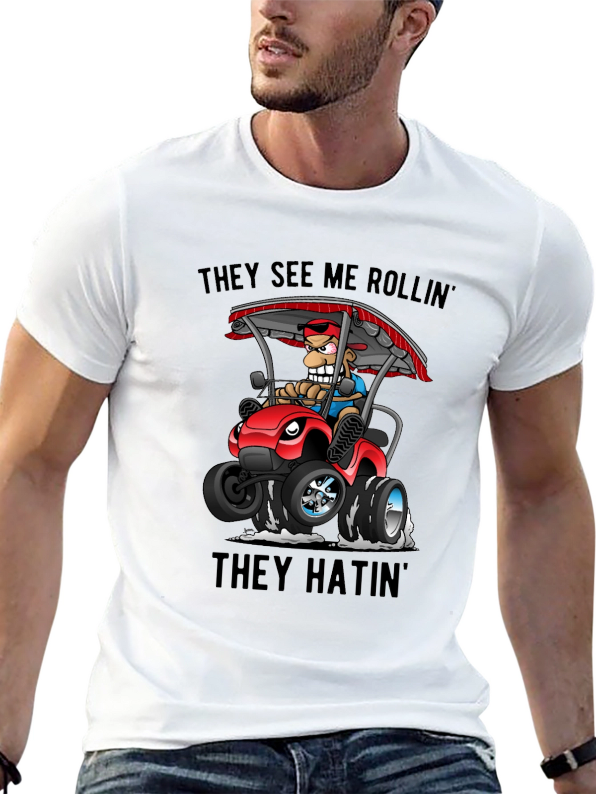 Funny Cartoon T-Shirt - They See Me Rollin