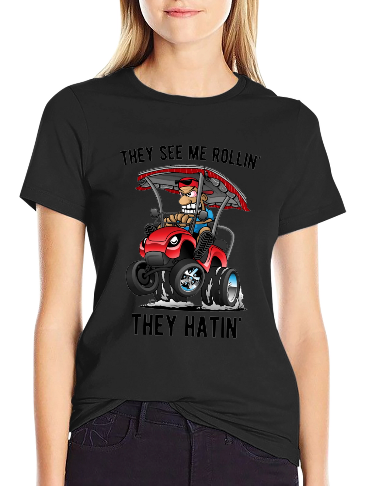 Funny Cartoon T-Shirt - They See Me Rollin