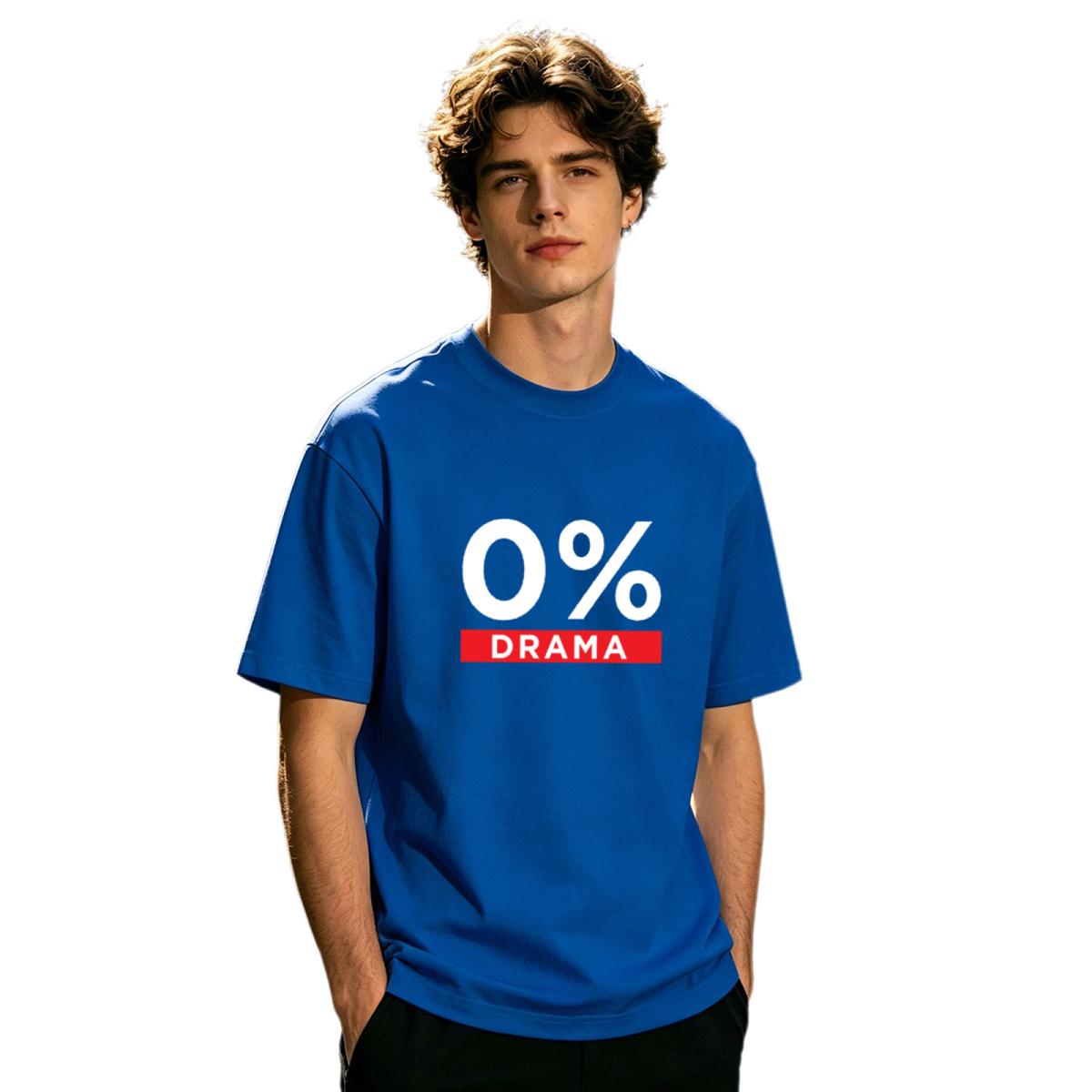 Men's 0% Drama Minimal Funny Slogan Casual Graphic T-Shirt