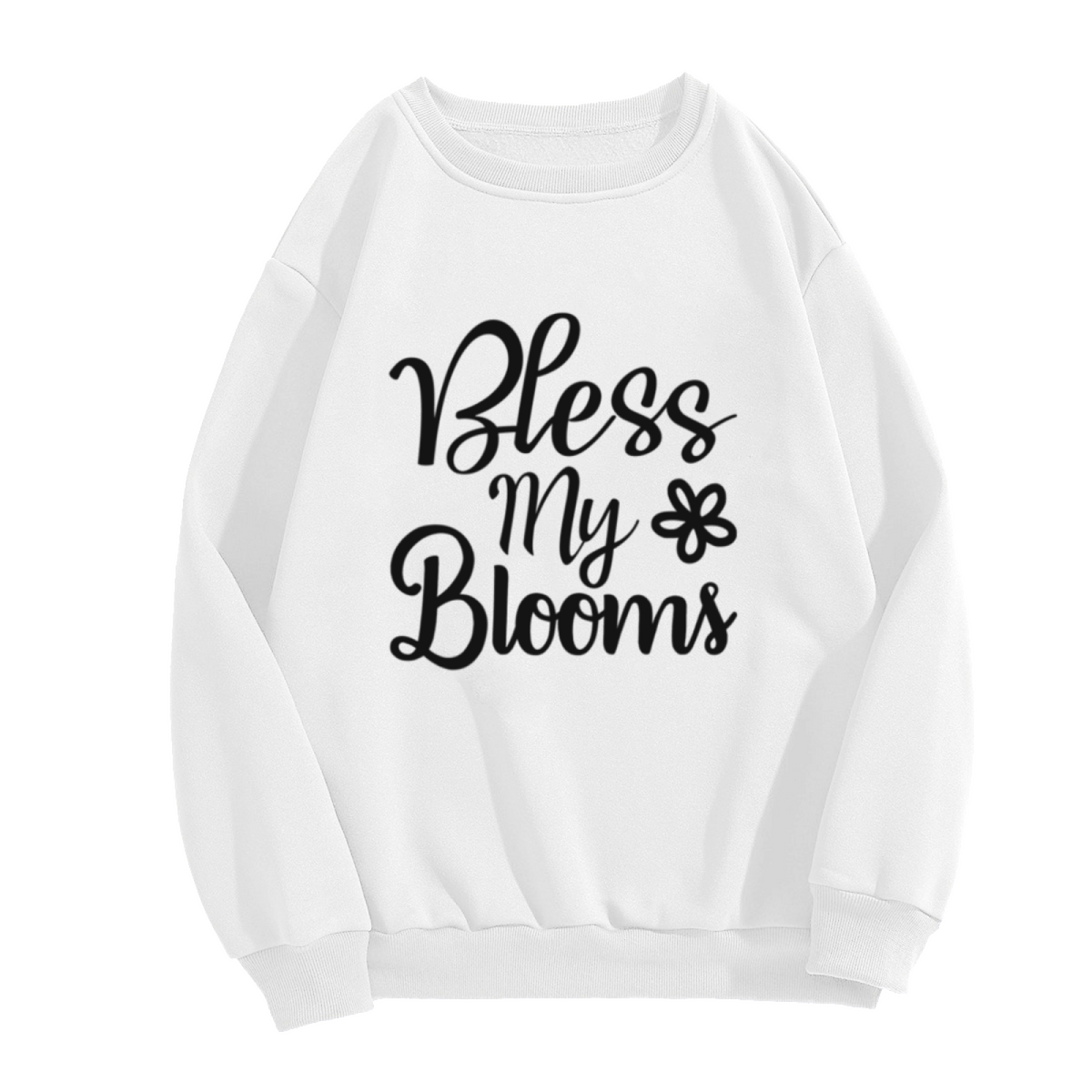 Bless My Blooms Sweatshirt | Cute Gardening Quote Graphic Crewneck, Flower Lover Script Pullover Top, Spring Gift for Plant Moms Gardeners