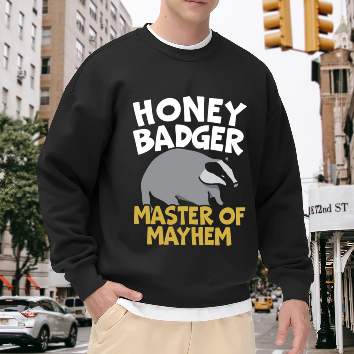 Honey Badger Master Of Mayhem Sweatshirt | Funny Animal Graphic Crewneck, Wildlife Pullover Top, Quirky Gift for Animal Lovers Men Women