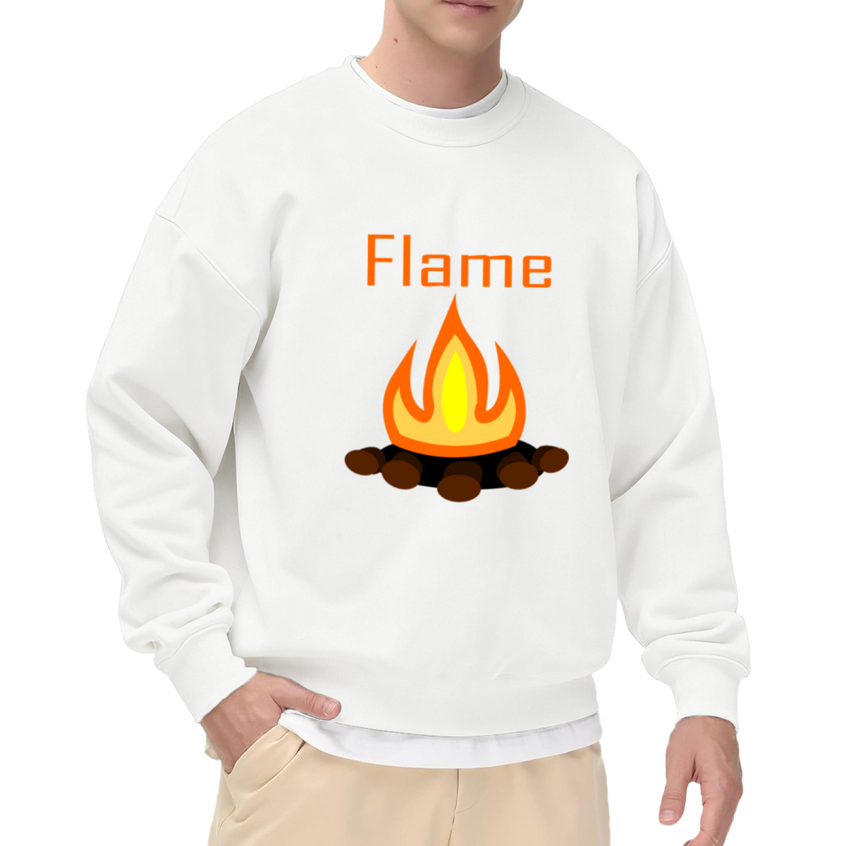 Flame Campfire Crewneck Sweatshirt - Cozy Bonfire Graphic Pullover, Camping Lover Gift, Outdoor Adventure Top
