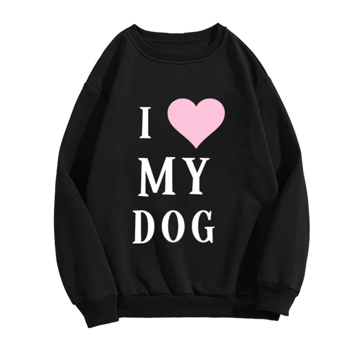 I Heart My Dog Crewneck Sweatshirt - Cute Pink Heart Pet Graphic, Dog Mom Gift Pullover, Puppy Lover Top