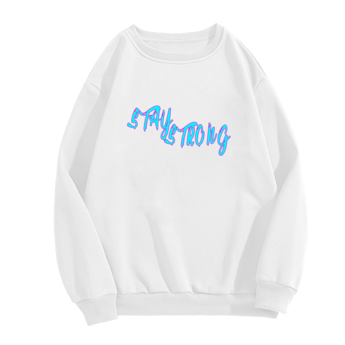 Stay Strong Graffiti 3D Lettering Crewneck Sweatshirt | Urban Streetwear Motivational Pullover, Encouragement Gift