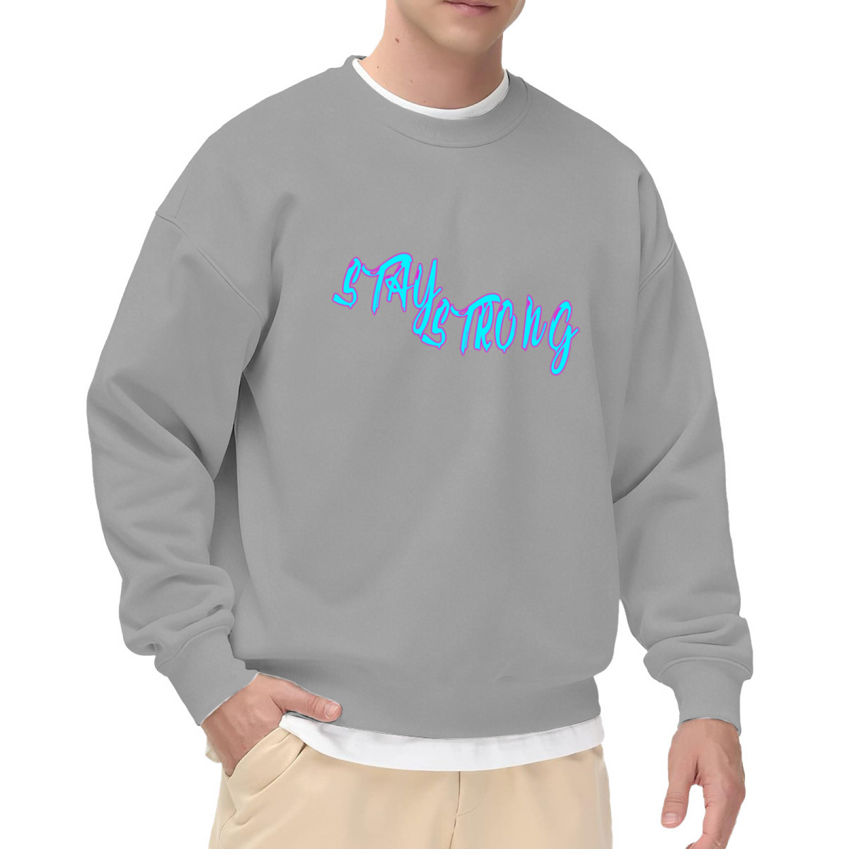 Stay Strong Graffiti 3D Lettering Crewneck Sweatshirt | Urban Streetwear Motivational Pullover, Encouragement Gift