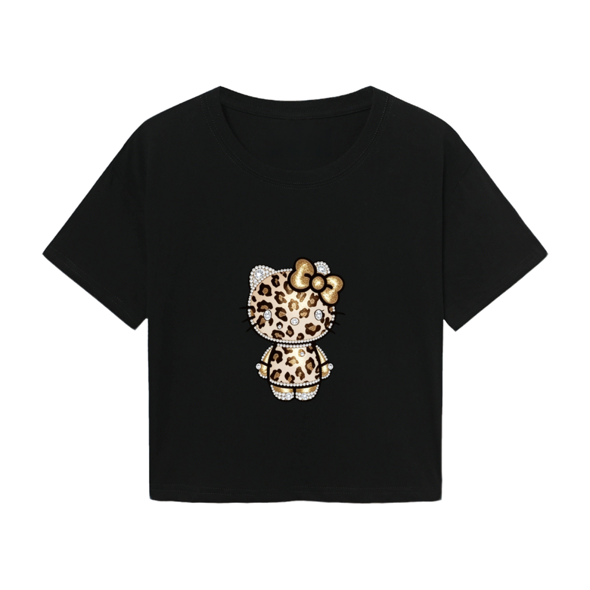 Adorable Pochacco & Hello Kitty Hang?Out White Cropped Tee