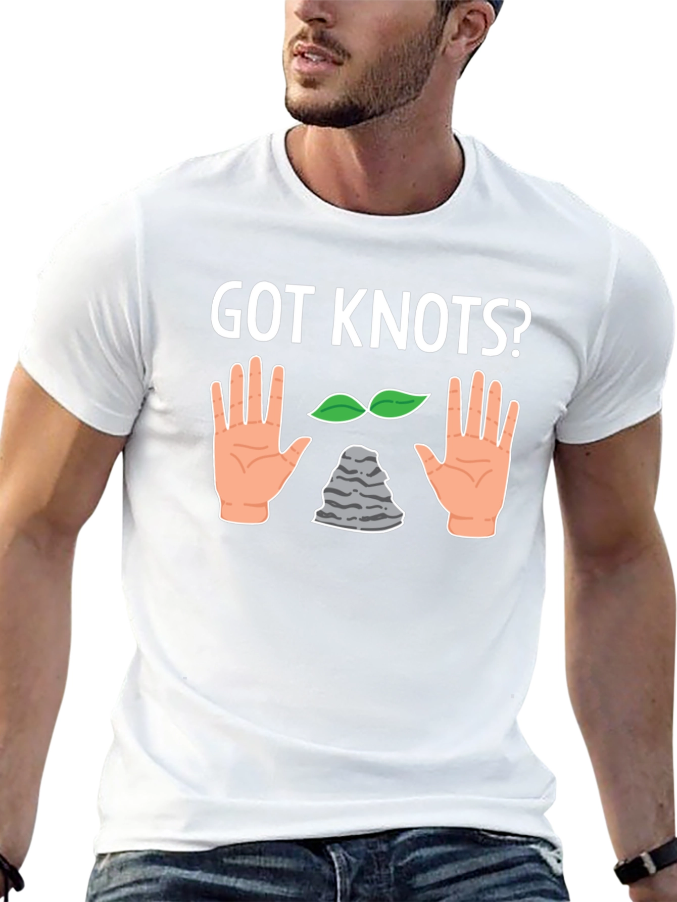 Got Knots? Hand Leaves and Rock T-Shirt