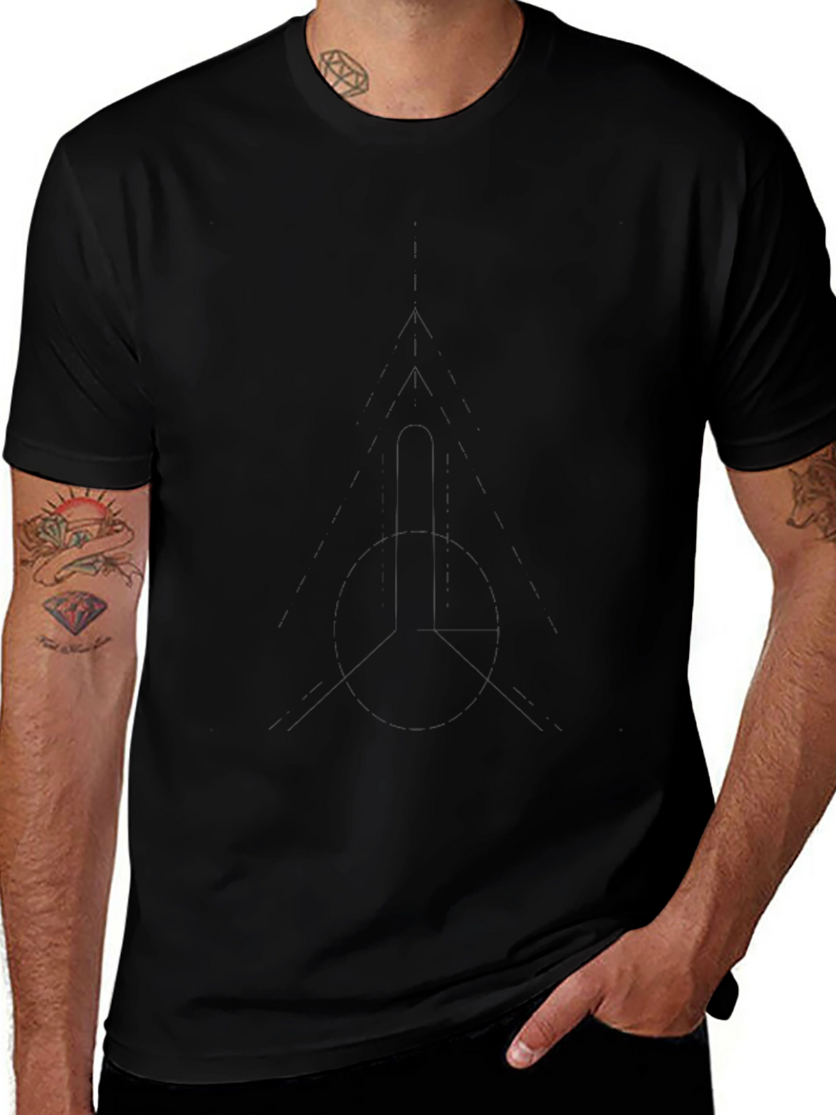 Mens Solid Black Crew Neck T-Shirt