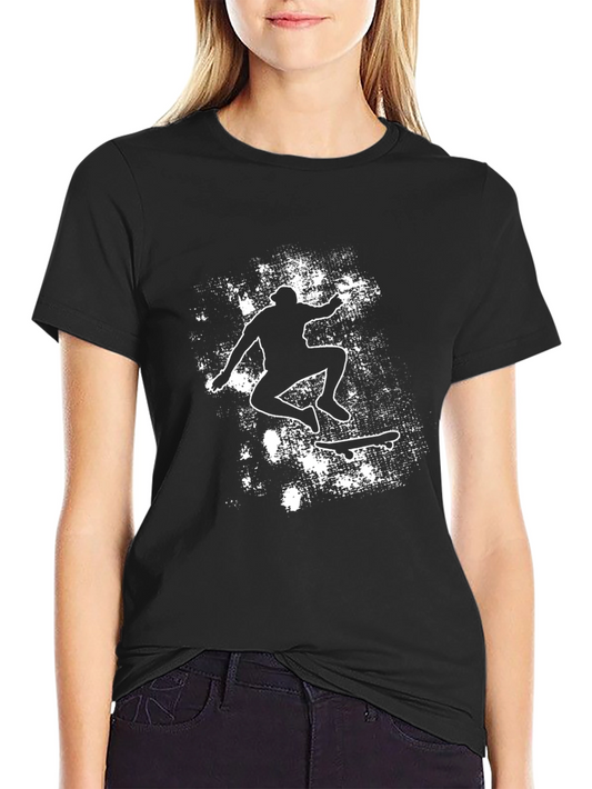 Skateboarding Silhouette Graphic Tee - Black
