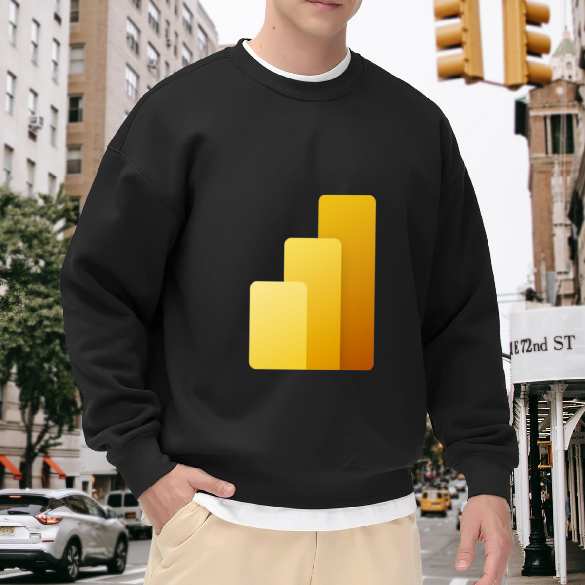 Rising Bar Chart Gradient Crewneck Sweatshirt, Growth Trend Minimalist Pullover, Business Gift