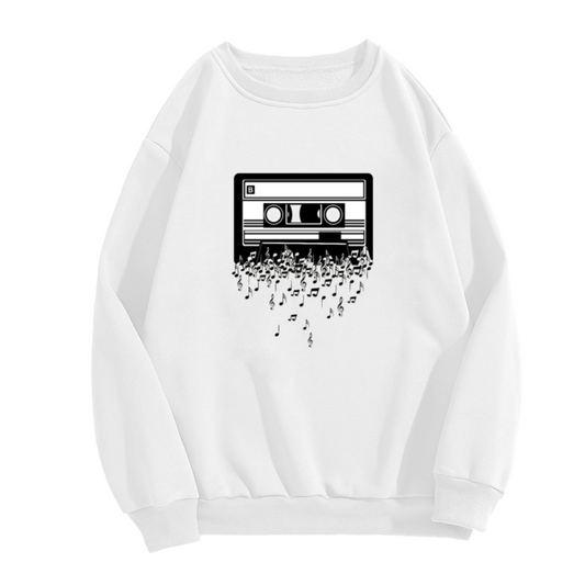 Retro Cassette Tape Crewneck Sweatshirt - Vintage 80s Music Graphic Pullover, Old School Audio, Nostalgia Top