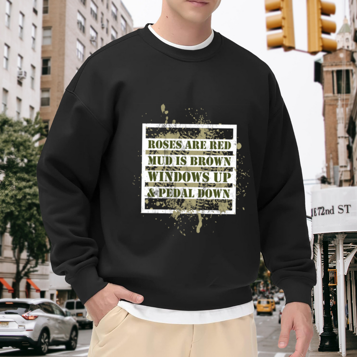 Roses Are Mud Is Windows Up Pedal Down Crewneck Sweatshirt, Off Road Mudding Pullover, Truck Gift