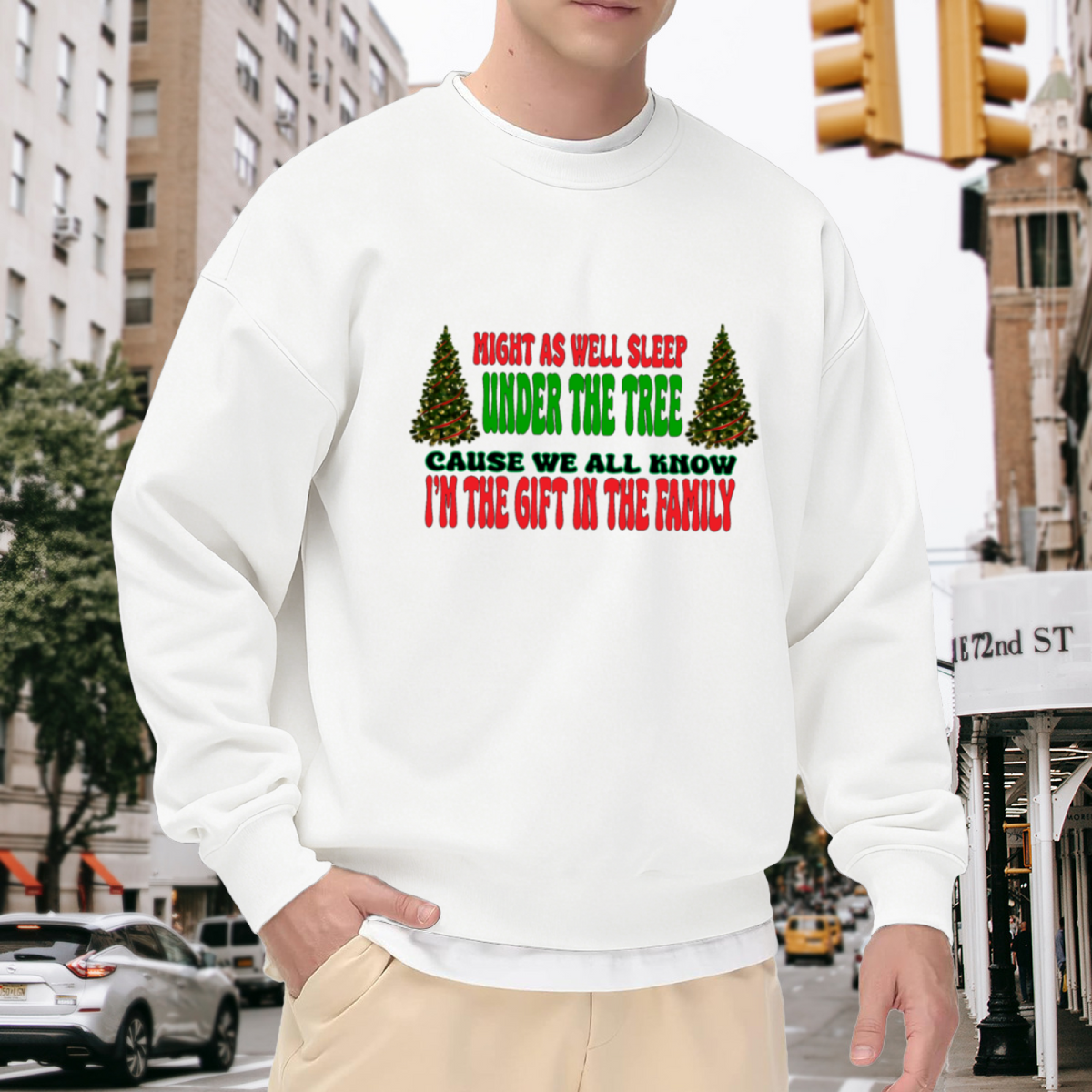 Funny I'm The Gift In The Family Christmas Crewneck Sweatshirt Sleep Under The Tree