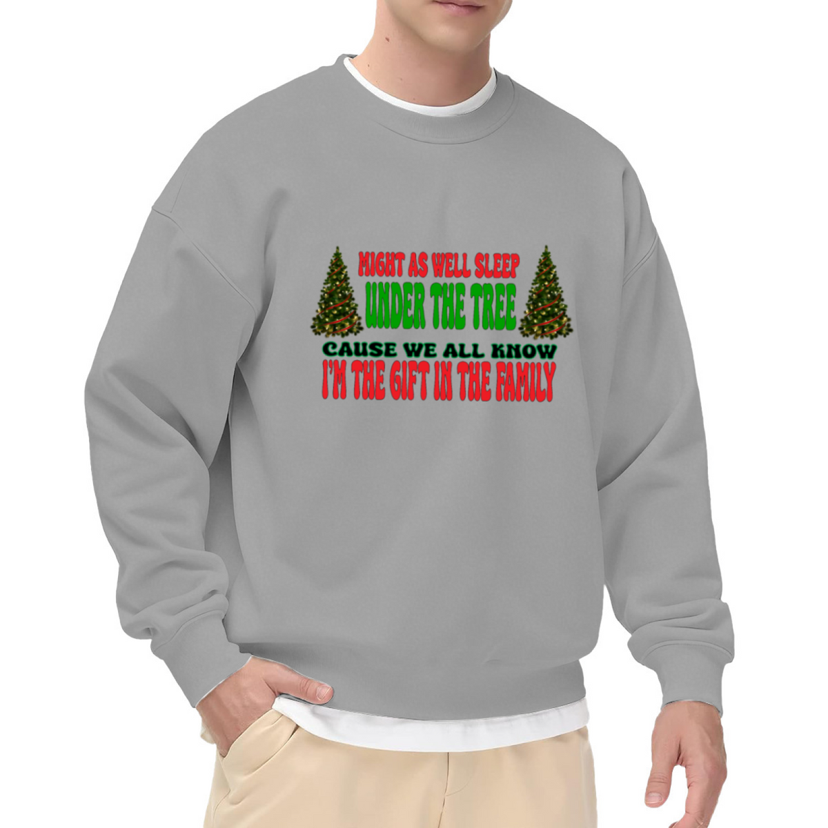 Funny I'm The Gift In The Family Christmas Crewneck Sweatshirt Sleep Under The Tree