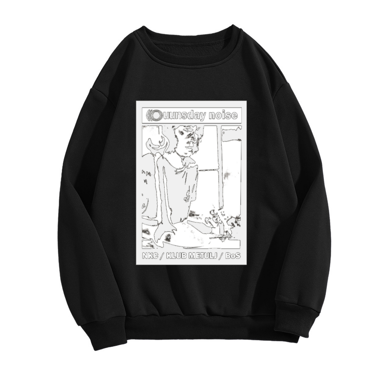 Ouunsday Noise Underground Gig Poster Sketch Crewneck Sweatshirt | Surreal Zine Lo-Fi Art Pullover, Experimental Music Gift