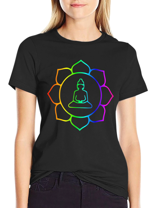 Rainbow Buddha Lotus T-Shirt - Meditation Zen Style