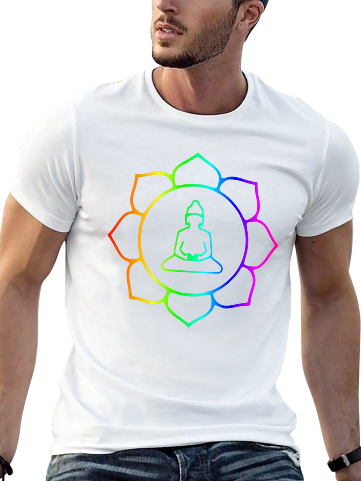 Rainbow Buddha Lotus T-Shirt - Meditation Zen Style