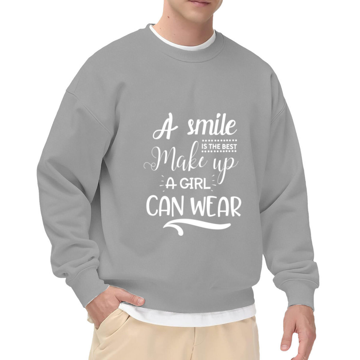 A Smile Is The Best Makeup A Girl Can Wear Inspirational Crewneck Sweatshirt | Positive Quote Pullover, Women's Gift