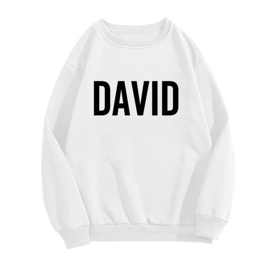 David Name Crewneck Sweatshirt - Classic Minimal Name Lettering Pullover, Personalized Name Gift, Clean Typography Top