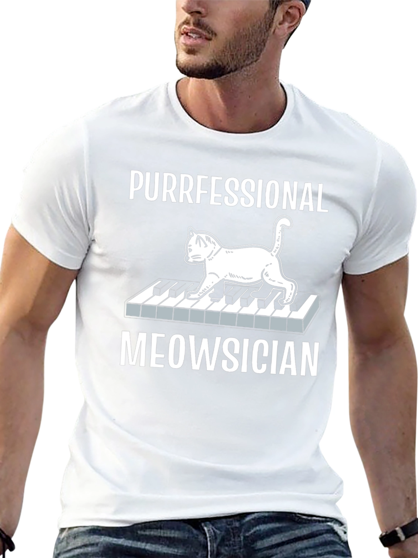 Purrfessional Meowsician Cat Piano T-Shirt