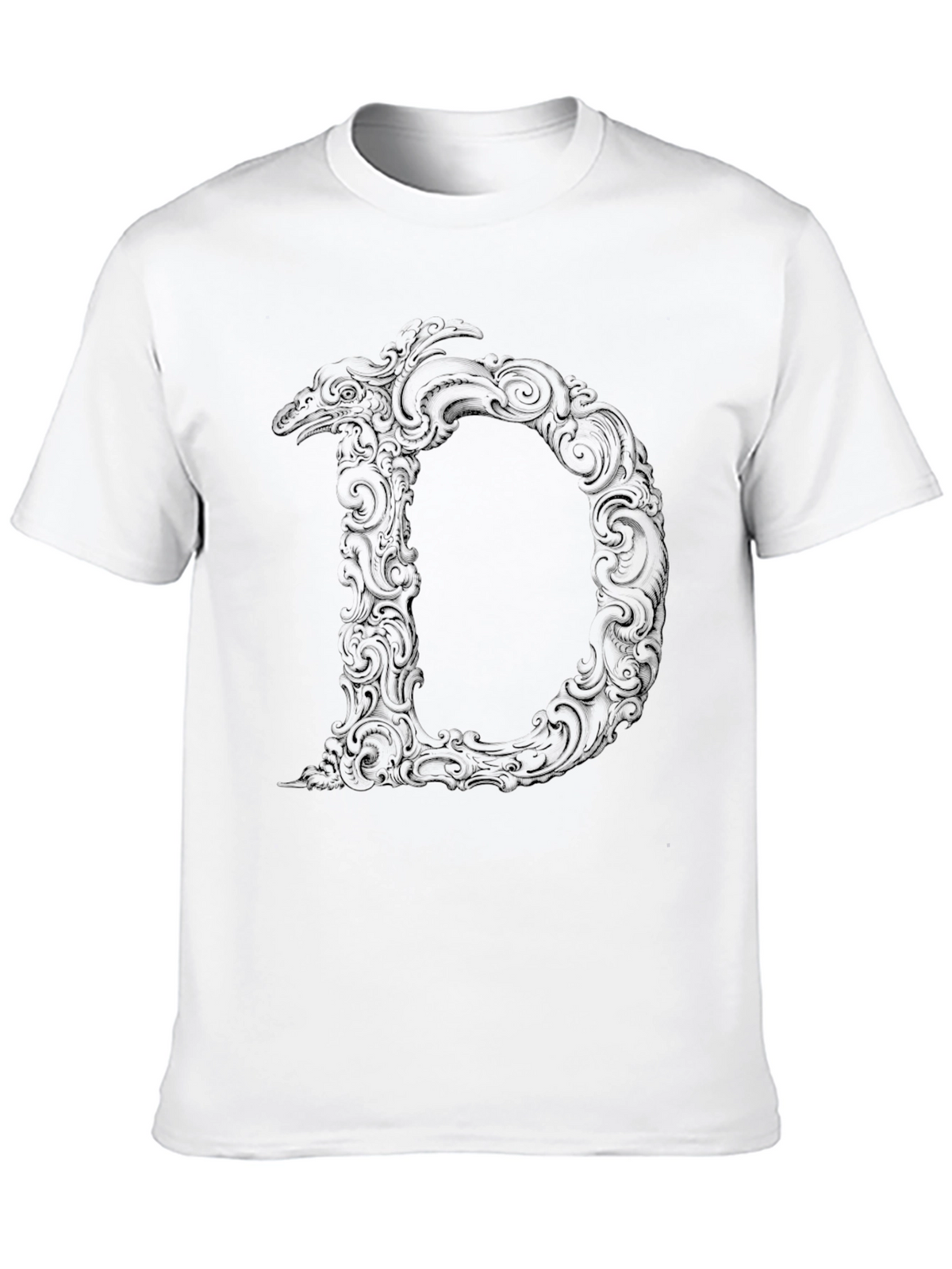 Ornate Initial D Black T-Shirt