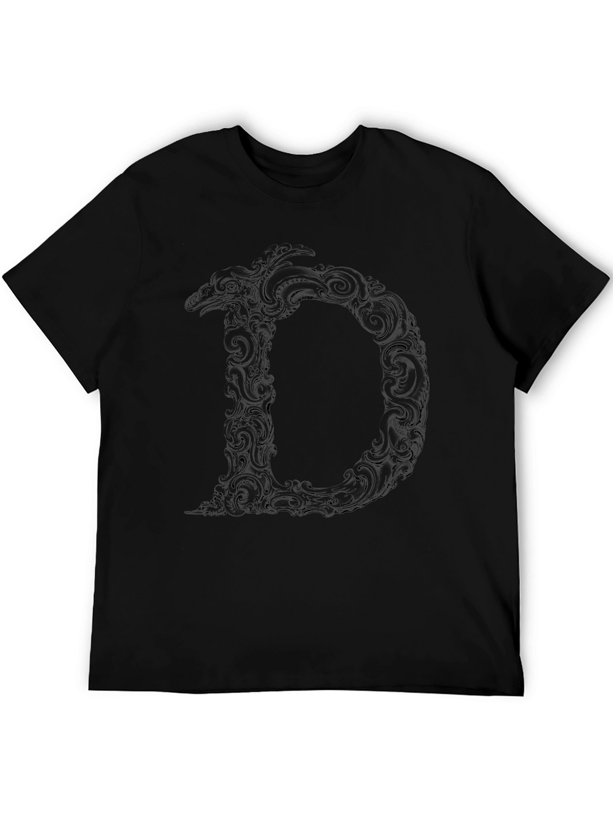 Ornate Initial D Black T-Shirt