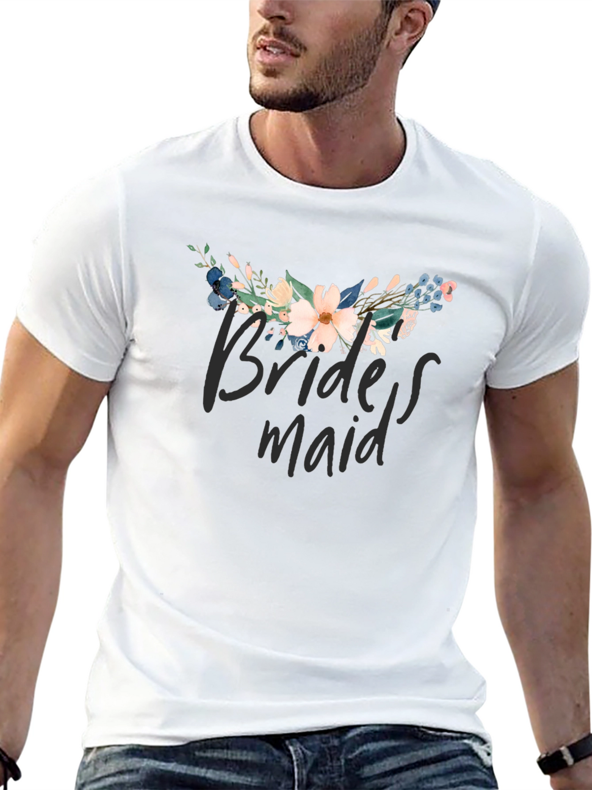 Floral Bridesmaid T-Shirt - Black