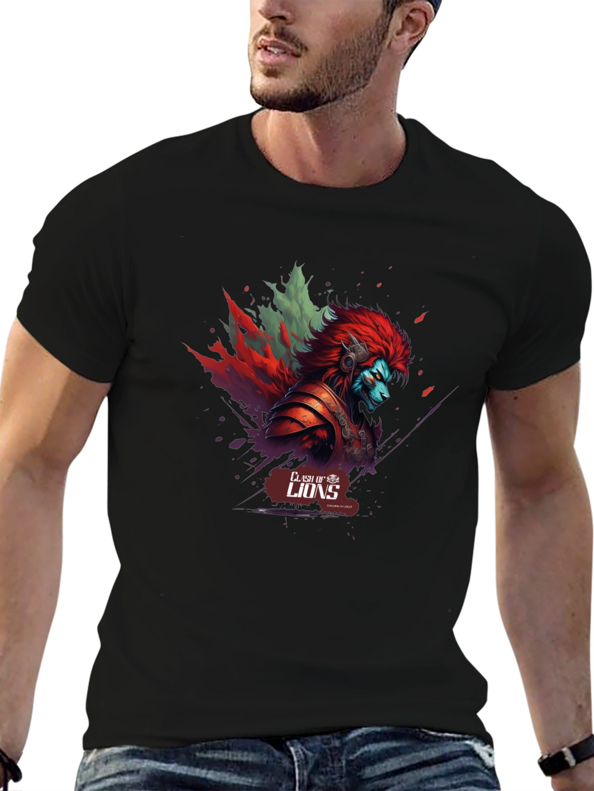 Clash of Lions Graphic T-Shirt - Unique Design