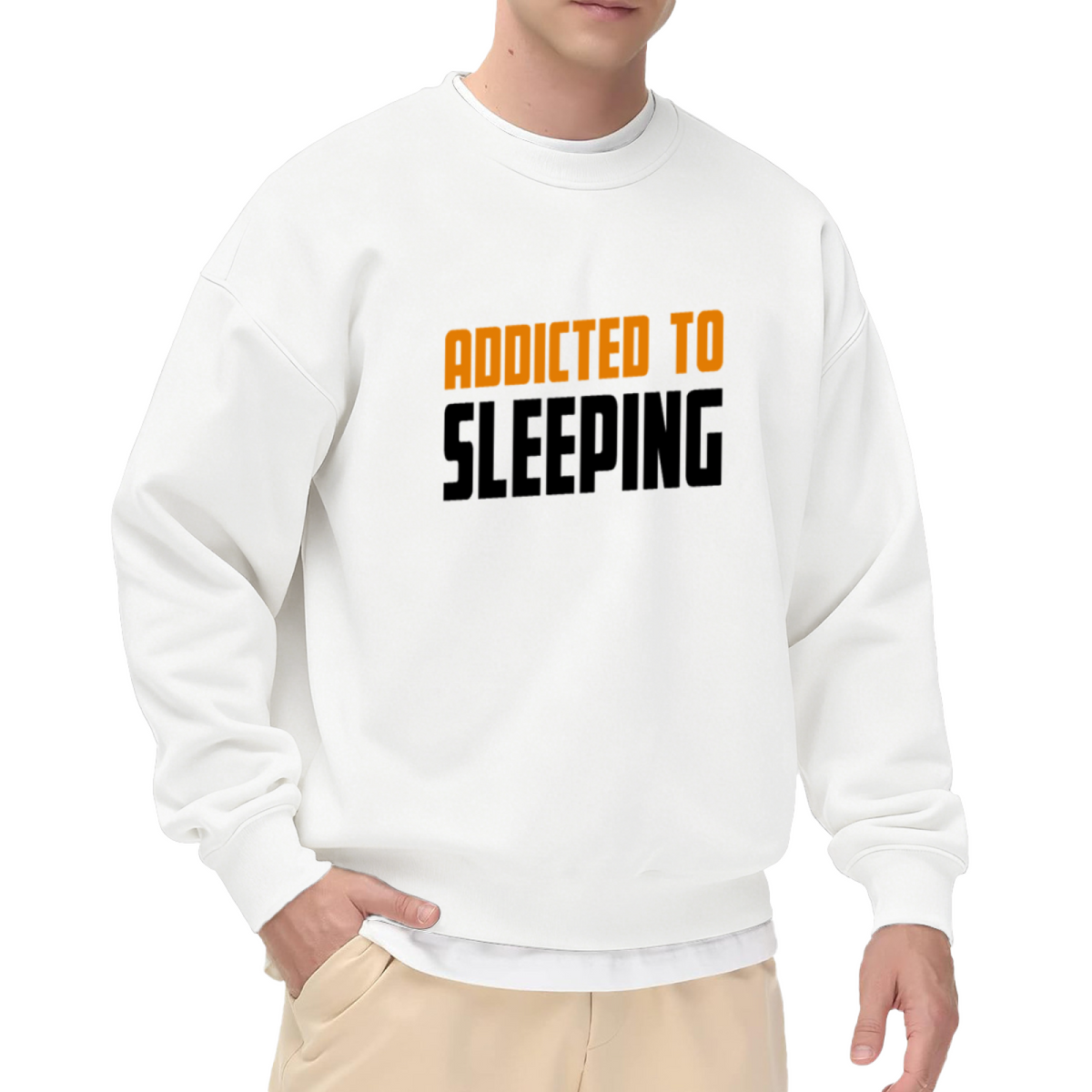 Addicted To Sleeping Funny Sleep Lover Crewneck Sweatshirt | Lazy Day Humor Pullover, Cozy Nap Gift