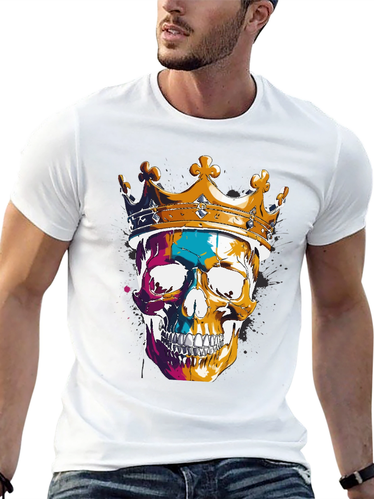 Skull King T-Shirt - Graphic Print Tee