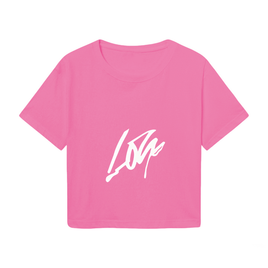 Sleek Lone Signature Vibrant Hot Pink Crop Tee