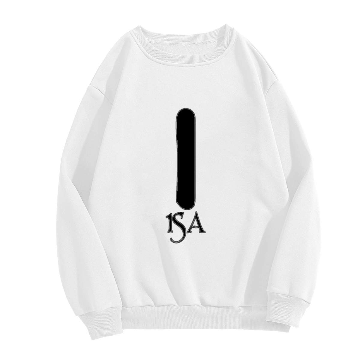 1SA Gothic Logo Minimalist Crewneck Sweatshirt | High-Contrast Streetwear Monogram Pullover, Edgy Casual Top