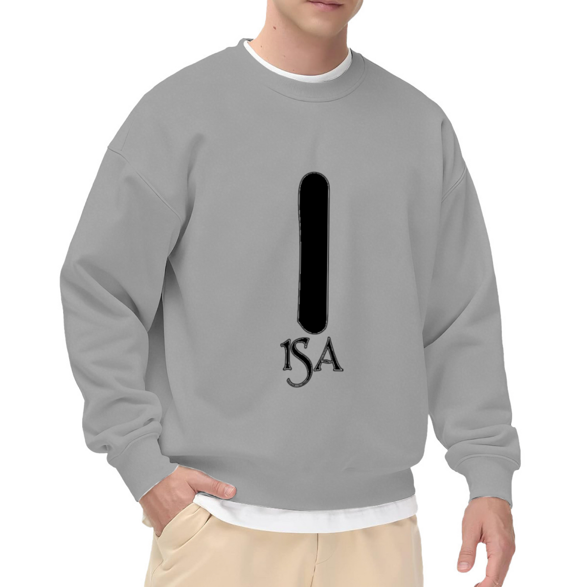 1SA Gothic Logo Minimalist Crewneck Sweatshirt | High-Contrast Streetwear Monogram Pullover, Edgy Casual Top