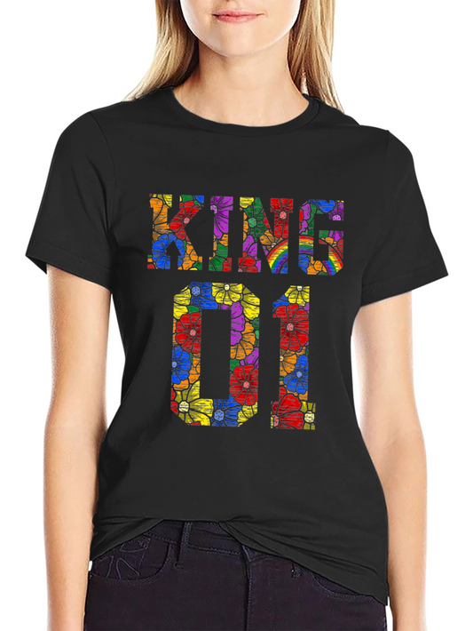 Kind 01 Floral Print Black T-Shirt