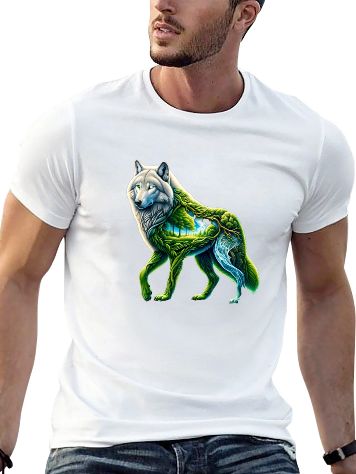 Nature Wolf Graphic Tee - Black T-Shirt