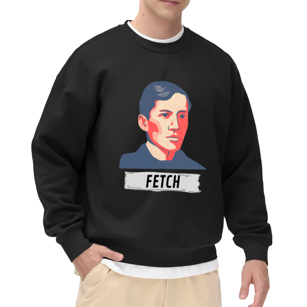 Fetch Hope Poster Style Portrait Crewneck Sweatshirt | Pop Art Propaganda Graphic Pullover, Meme Culture Gift