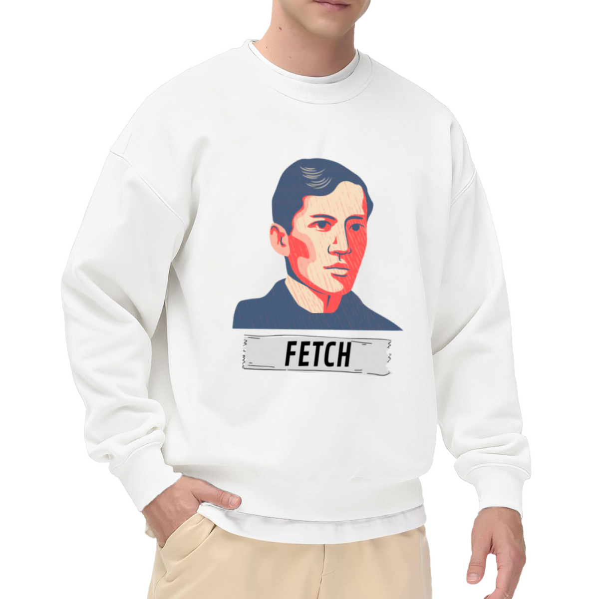 Fetch Hope Poster Style Portrait Crewneck Sweatshirt | Pop Art Propaganda Graphic Pullover, Meme Culture Gift