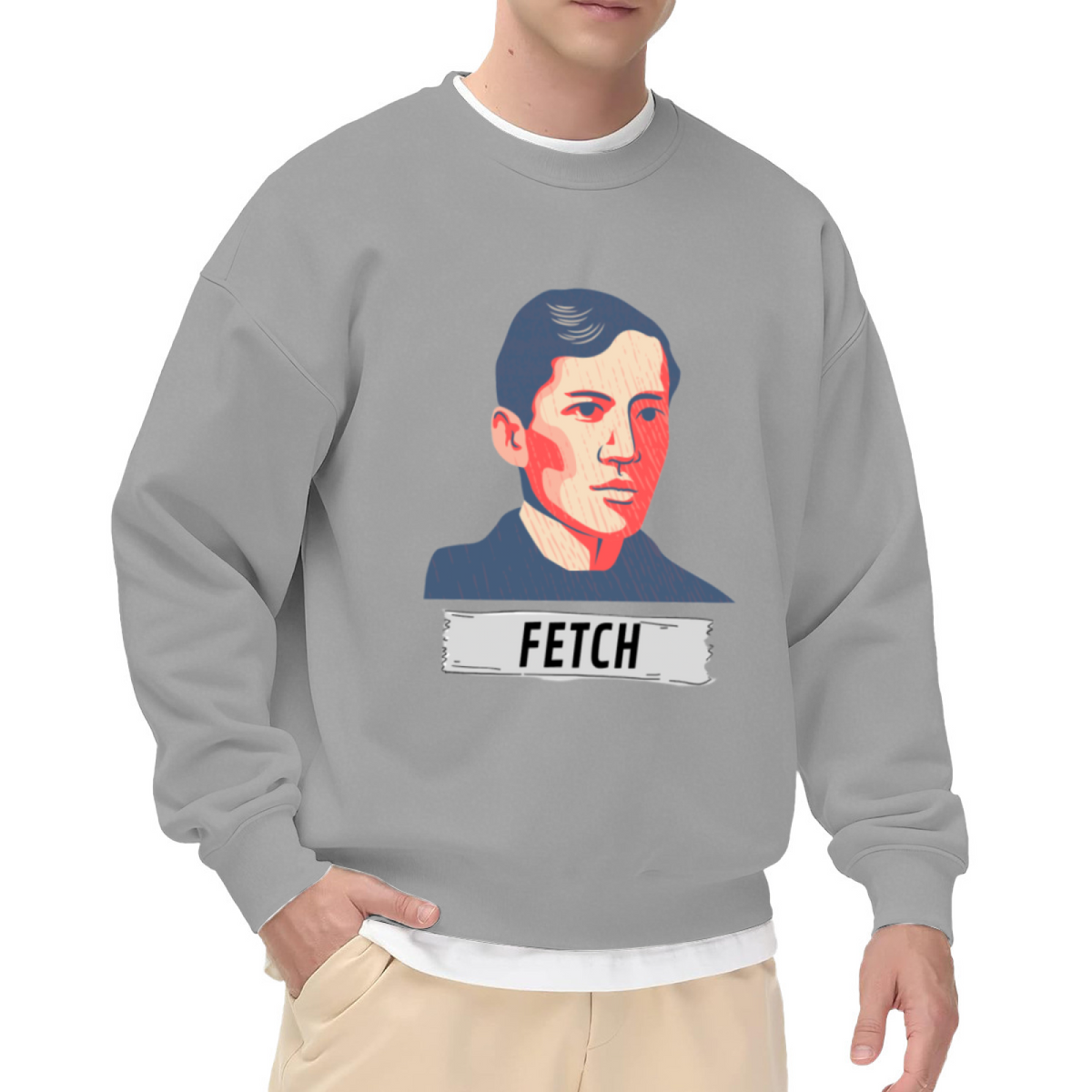 Fetch Hope Poster Style Portrait Crewneck Sweatshirt | Pop Art Propaganda Graphic Pullover, Meme Culture Gift