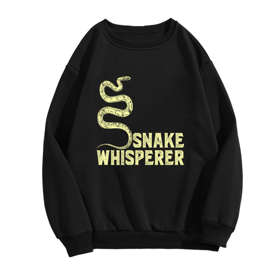 Snake Whisperer Coiled Snake Distressed Crewneck Sweatshirt | Vintage Reptile Humor Graphic Pullover, Snake Lover Gift